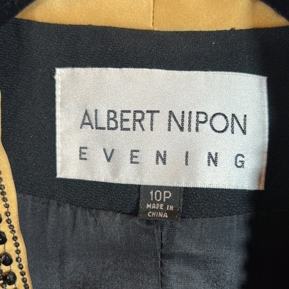 ALBERT NIPON Elegant Beaded Evening Wear 2 PC Suit Black Gold Size 10P - Picture 7 of 14